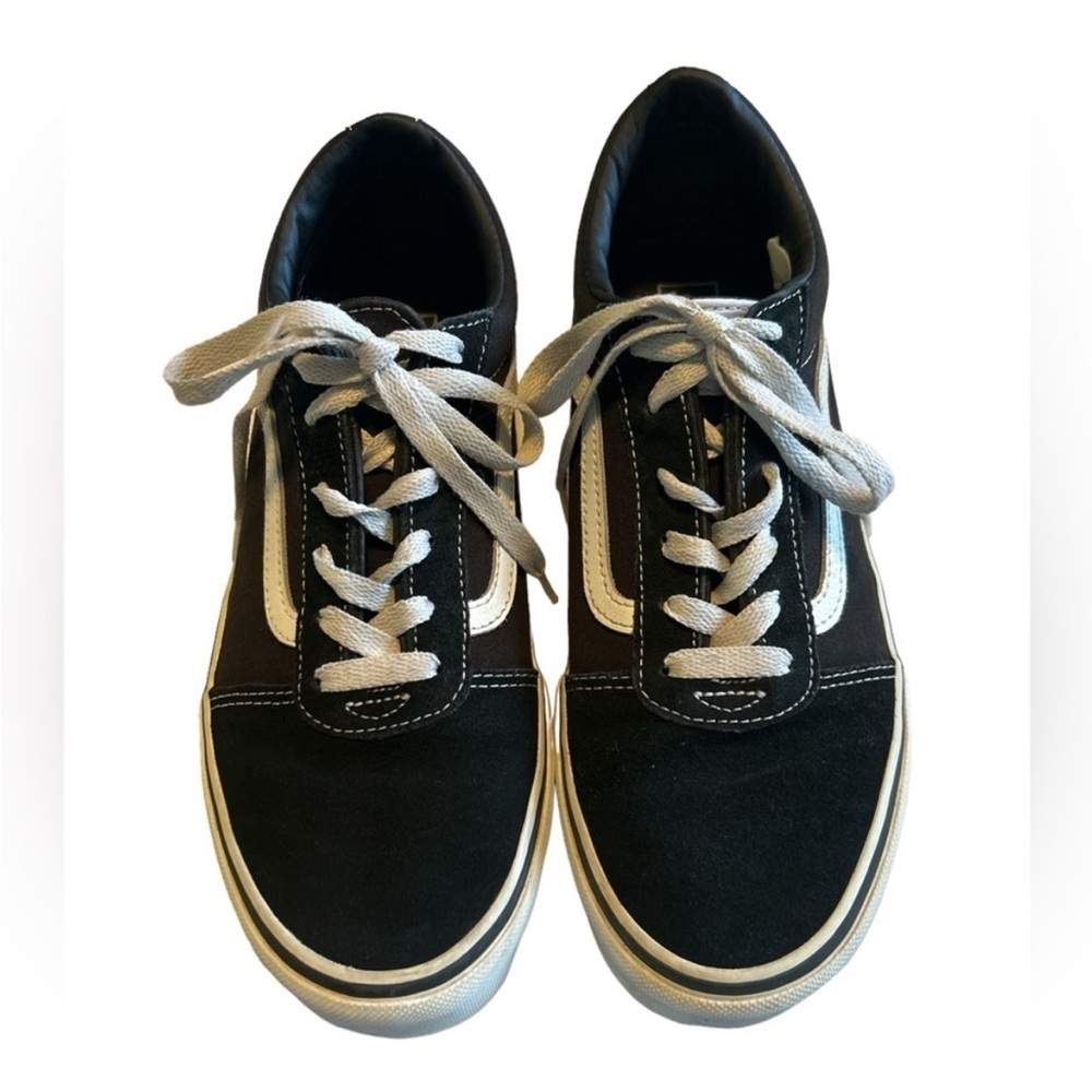 Vans sneakers black with white trim and soles size 7 youth